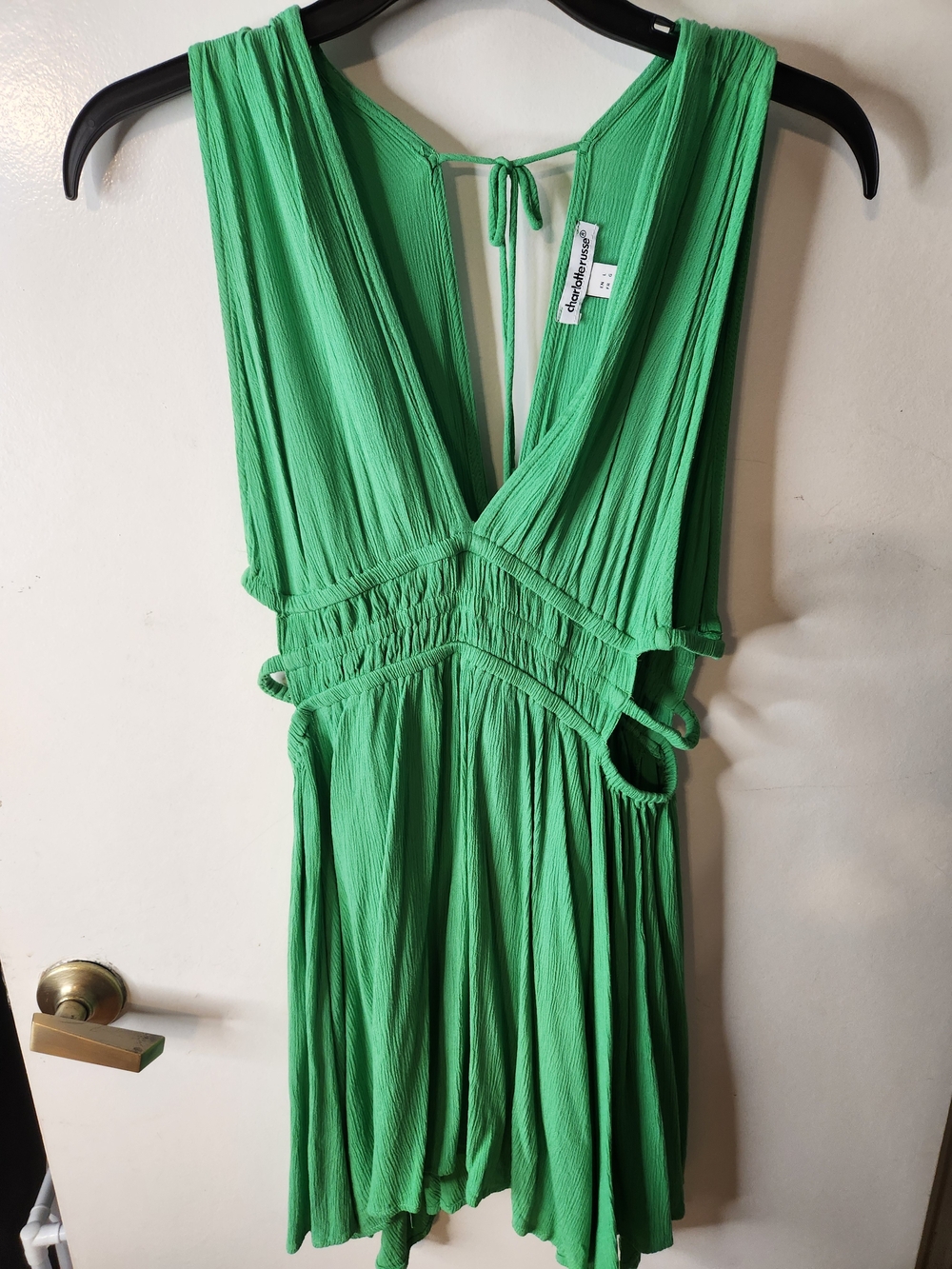 Charlotte Russe Bright Green Backless V-Neck Cutout Dress